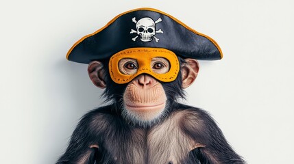 A playful monkey wearing a pirate hat and mask, embodying a fun and adventurous spirit perfect for creative projects.