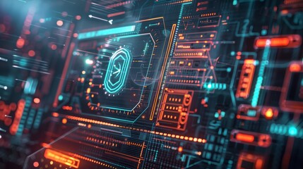 Fototapeta premium Creative cyber security poster for public awareness.