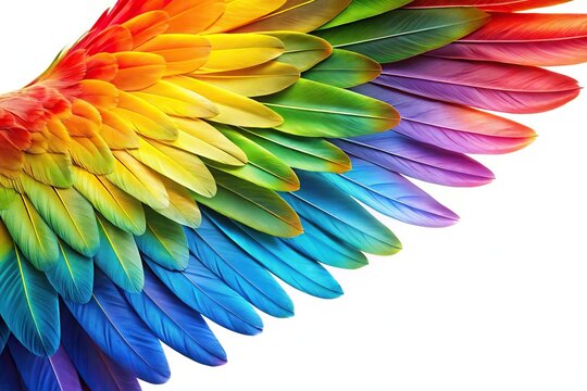 abstract colorful parrot wings rainbow isolated on white background