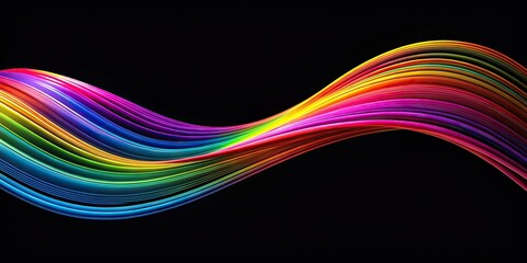 Abstract colorful waves on black background