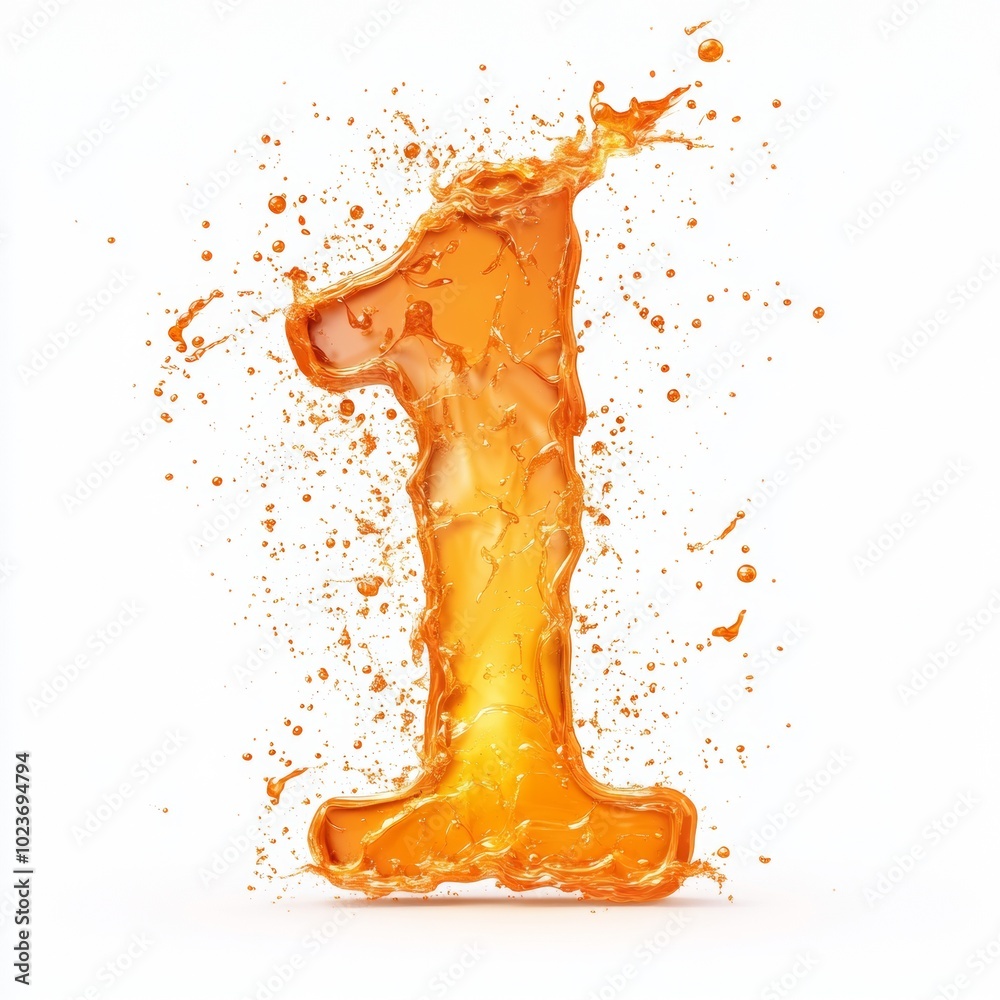 Poster fire effect forming the number 1 isolated on a white background