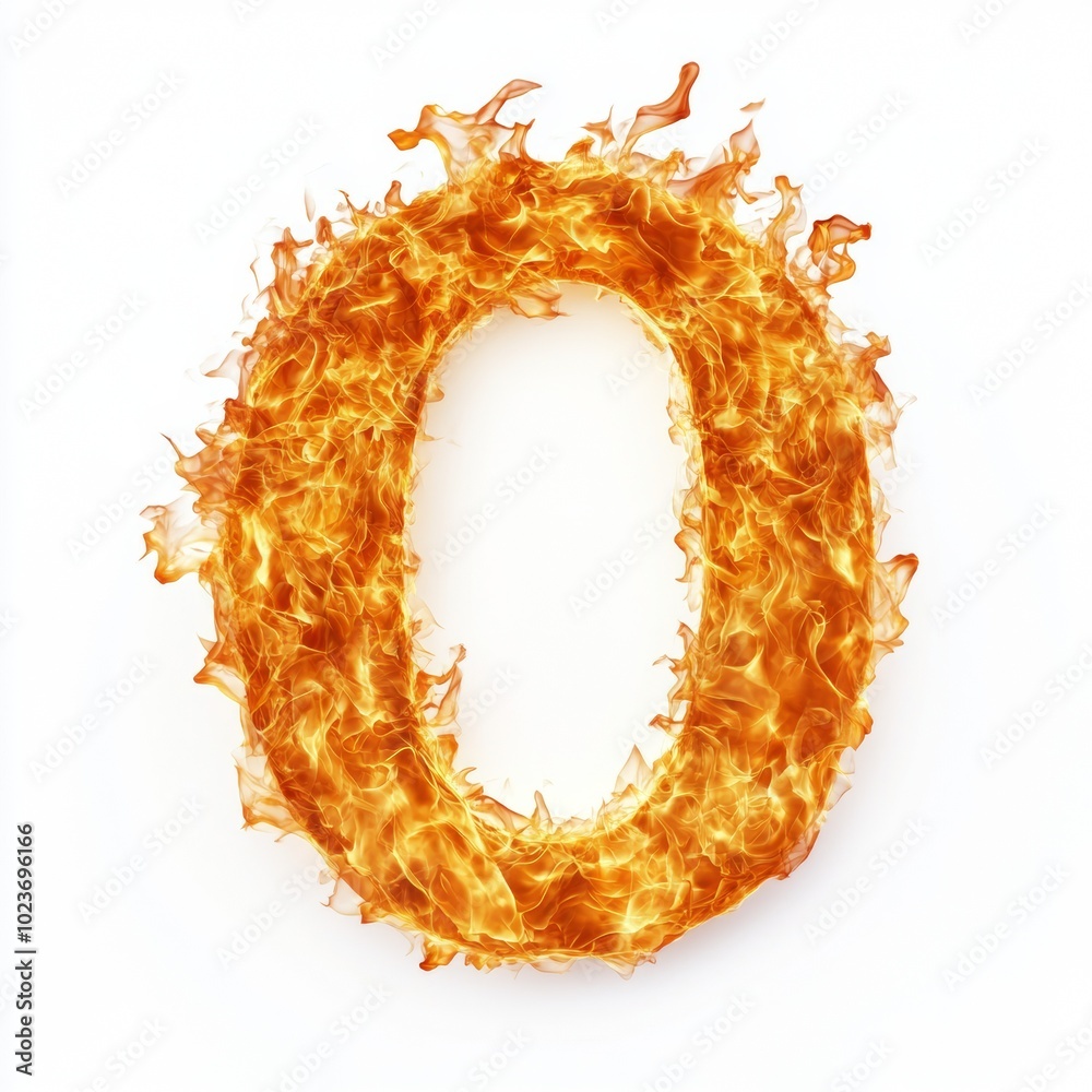 Poster the flames gather into the number 0 isolated on a white background