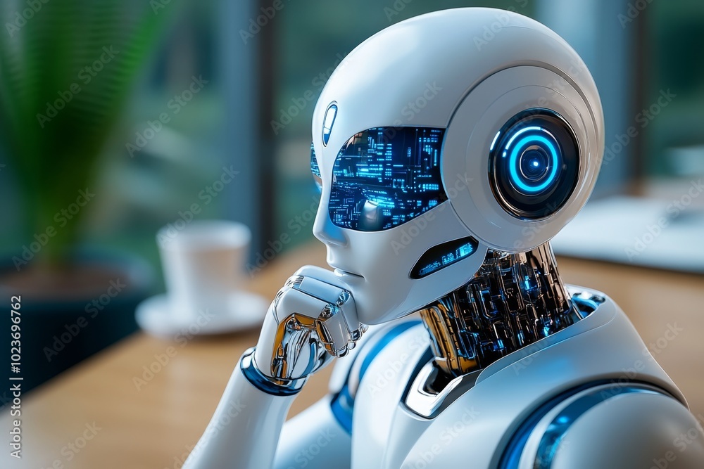 Poster A futuristic world where humans and AI work together for the greater good, living in perfect harmony and representing a technological take on eudaimonia