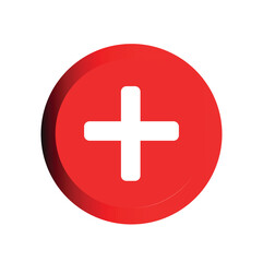 Medical cross in a red circle or plus sign. Vector