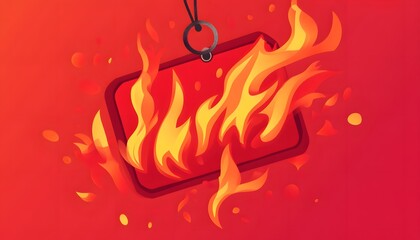 Dynamic artwork featuring flames and a fiery background, ideal for concepts related to heat, energy, or urgency in design.
