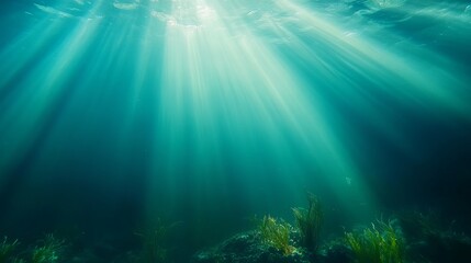 Obraz premium Rias Baixas, Spain; natural scene: algae submerged in the Atlantic Ocean, receiving sunshine.