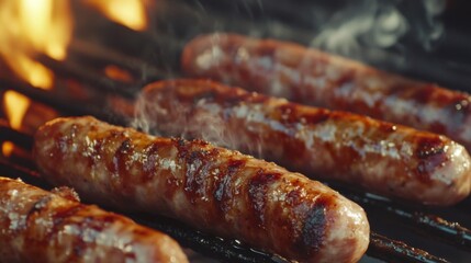 Grilled Sausages Over Open Flame