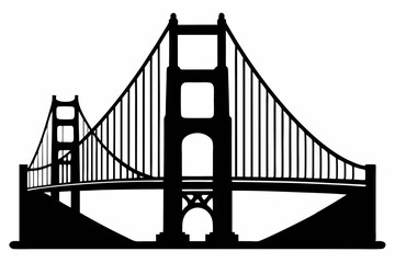 Golden gate bridge silhouette. bridge vector silhouette illustration	