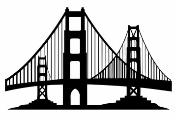 Golden gate bridge silhouette. bridge vector silhouette illustration	