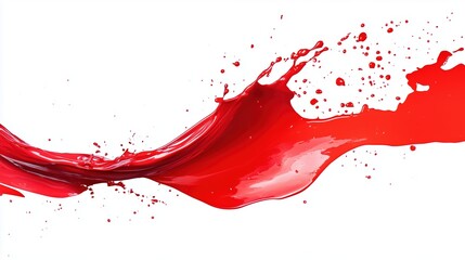 A red splash of paint on a white background