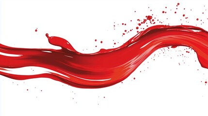 A red line with splatters of red paint on a white background
