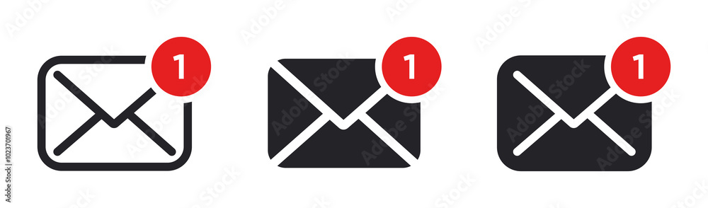 Aufkleber new message notification concept on realistic smartphone mockup. new email pop up. incoming, open me