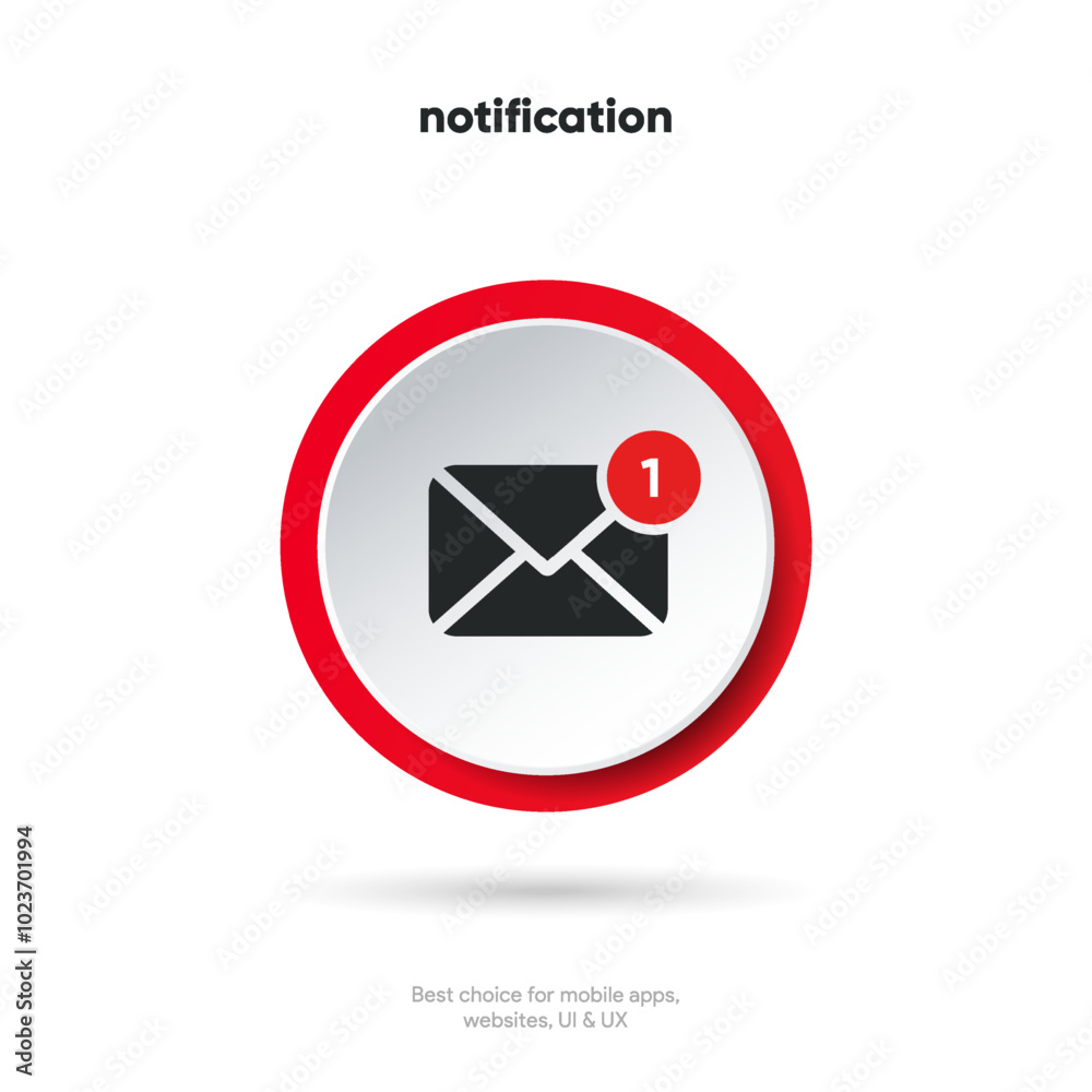 Aufkleber new message notification concept on realistic smartphone mockup. new email pop up. incoming, open me