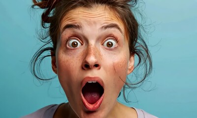 A woman with red hair and freckles is making a surprised face Video - Powered by Adobe