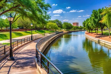 Scenic riverwalk at Concho River in San Angelo Texas