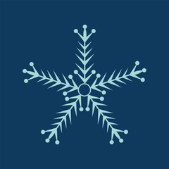 Print Flat design line snowflakes vector  Icon White | Snowflakes  Ice Crystal Winter Symbol Flat design  on dark blue background