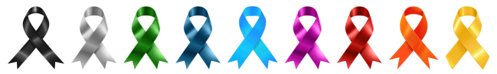 Colorful awareness ribbon png cut out element set