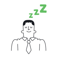 Businessman sleeping with ZZZ symbols, Doodle style with an editable stroke.