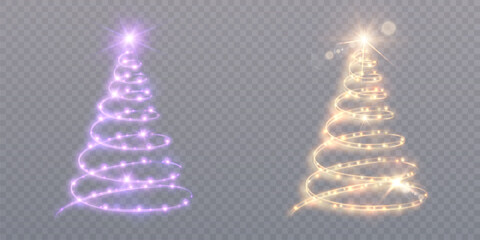 Bright magical Christmas tree for Christmas and New Year design and illustrations. EPS10