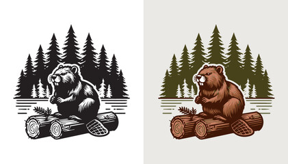 beaver logo design, vector illustration Canadian icon logo design concept. Beaver day illustration. Beaver Mascot Logo for Sport and Esport, Cartoon Beaver Mascot.