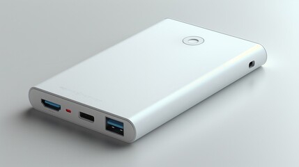 Portable external power bank with USB ports and compact design