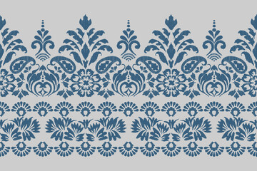 Ethnic oriental pattern traditional.Saree Sarong Motifs Ikat floral embroidery Seamless damask wallpaper pattern. Vintage background abstract design for texture, fabric, clothing, wrapping, decoration