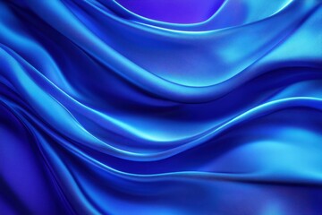 Obraz premium Blue gradient background, blue waves, smooth curves, purple sky, 3D rendering blue silk texture and purple sky background Generative AI