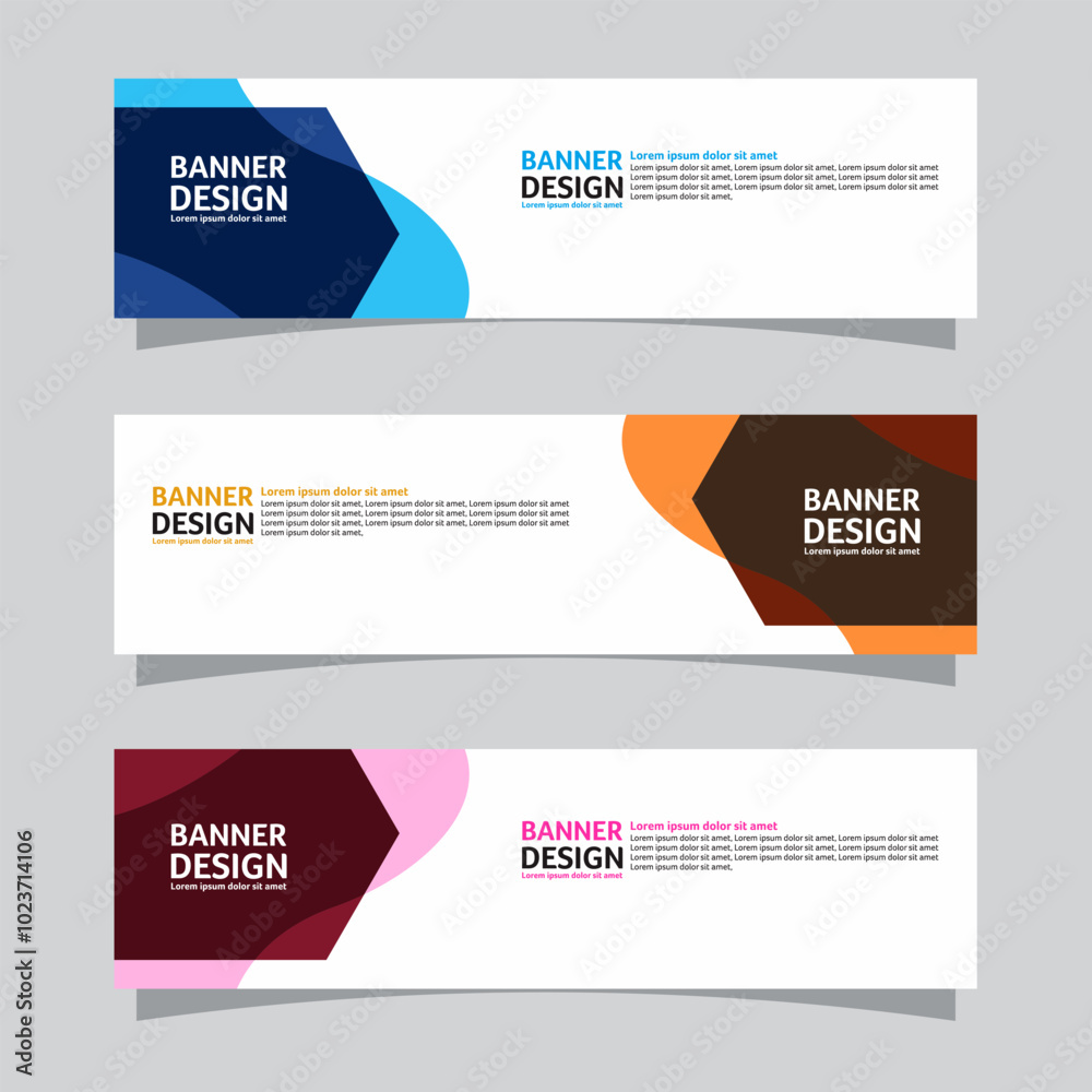 Wall mural vector set of landscape banner background design concept. colorful background business layout templa