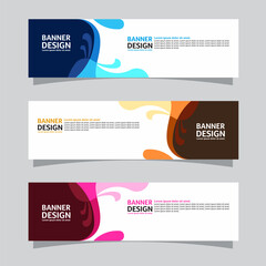 Vector set of landscape banner background design concept. Colorful background business layout template
