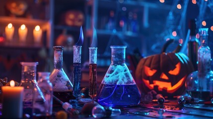 Halloween Potion Brewing in a Mystical Lab