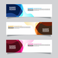 Vector set of landscape banner background design concept. Colorful background business layout template