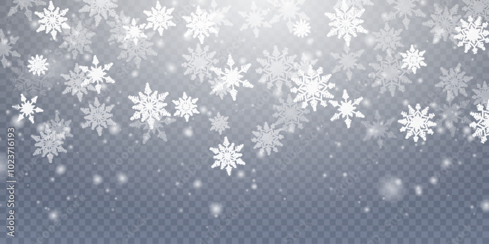 Poster christmas cold blizzard effect with snow. vector texture cold winter wind with snowflakes on transpa