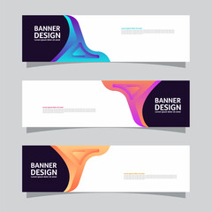 Vector set of landscape banner background design concept. Colorful background business layout template