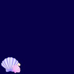 Blue background, sea shell on the beach, sea shell, sea shell on a blue background, blue background with shellfish, shellfish, frame, note, blue, poster, tamplate, banner, beach, for text, sea