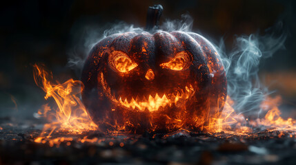 Scary Big Halloween Pumpkin Laughs in the Night