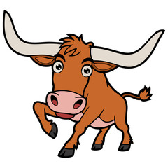 cattle texas longhorn,Farm, curious cow looking at you - vector image