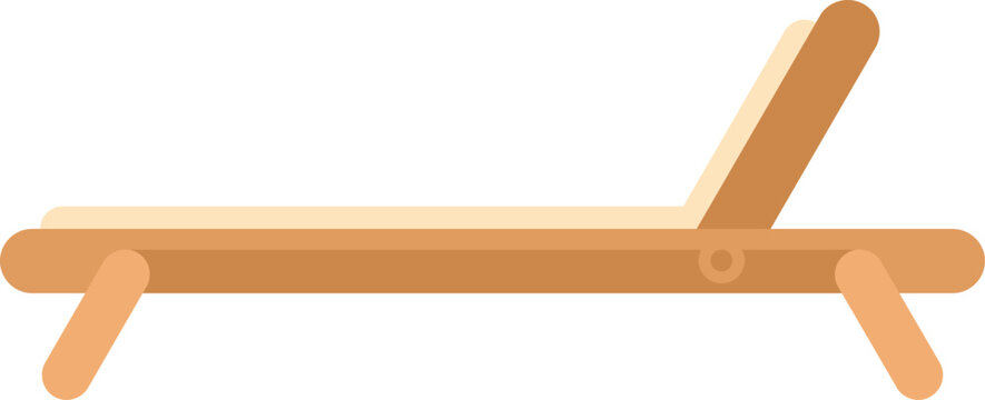 recommend clip art: Simple illustration of a wooden beach lounge chair with adjustable backrest, isolated on white background