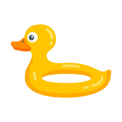 yellow inflatable circle duck. swim with the help of an inflatable circle on the water.