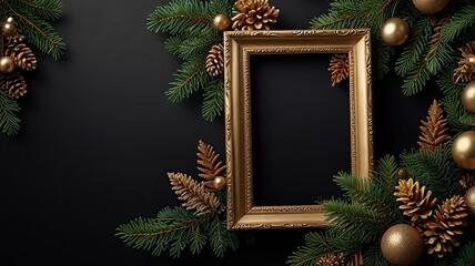 Free Photo christmas wreath with bells and ribbon greeting card Christmas border with copy space festive background
  