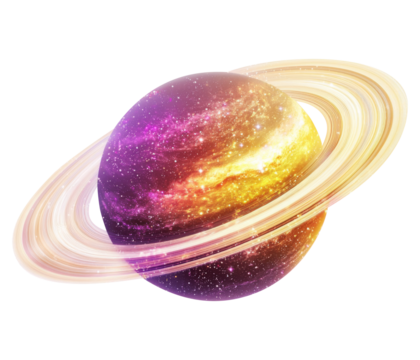 Saturn planet isolated on transparent background.