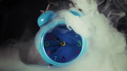 BLue Table Clock with Colorful Numbers in Smoke