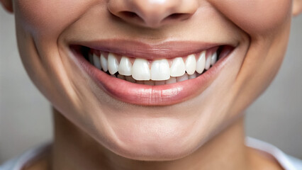 Obraz premium Beautiful female smile with white teeth close-up, healthy teeth