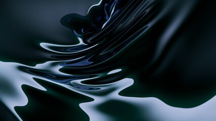 Abstract Blue Metallic Waves with 3D Reflections