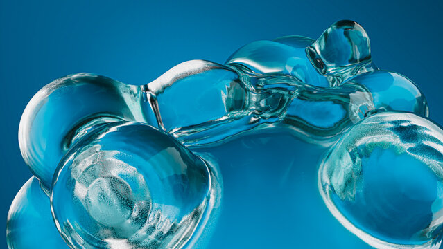 Stunning 3D water bubbles on a vivid blue background
