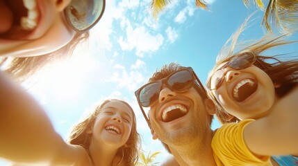 A Moment of Joy: Family Beach Vacation Amid Palm Trees