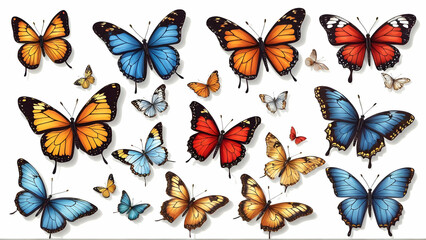 Different butterflies set. Vector illustration