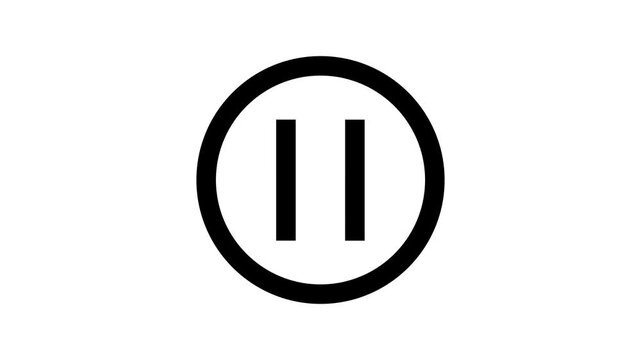 Pause video icon with black circle animation on black background.
