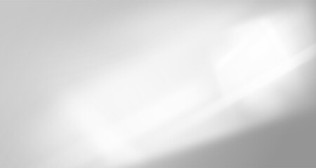 Glare from the sun's rays on the wall. Blurred shadows in the room. Soft overlay of natural light. Abstract background for product presentation.Natural light layout.