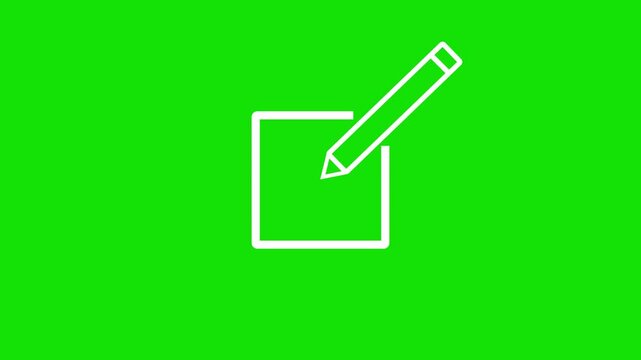 Edit icon animation on transparent green background. edit file symbol flat design