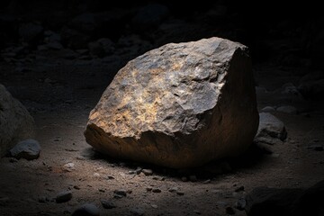 A Lonely Boulder Resting in the Shadows of Night